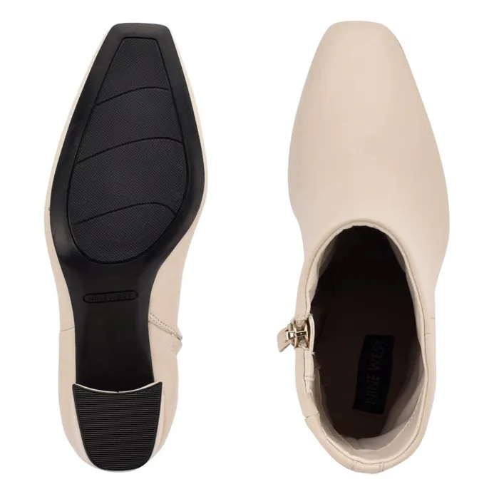 Adea Heeled Booties Chic Cream Leather Women Nine West Heels