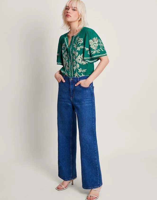 Adina Embroidered Blouse Green Women Monsoon Tops and Blouses