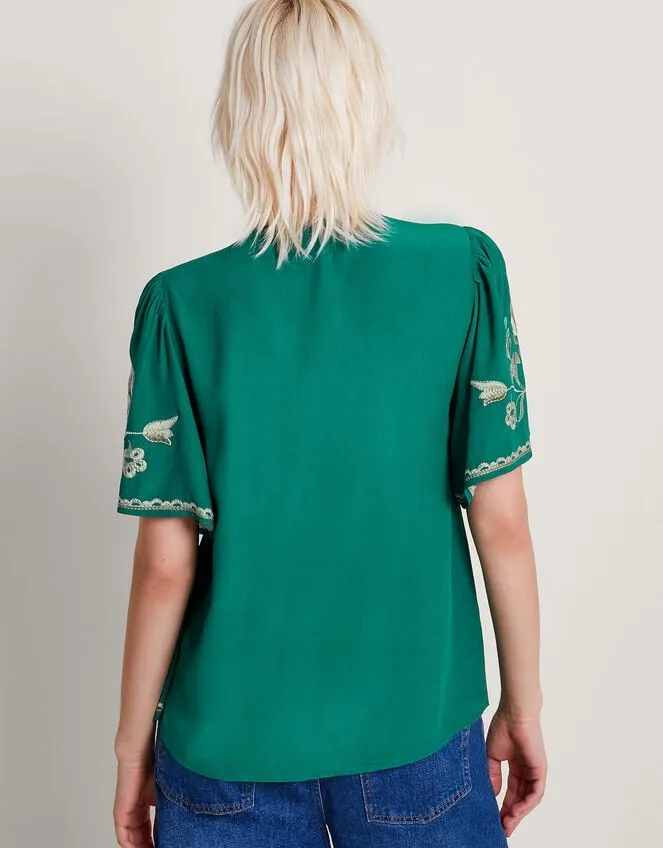 Adina Embroidered Blouse Green Women Monsoon Tops and Blouses