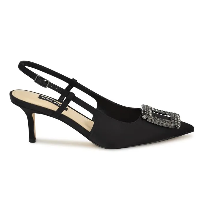Aimey Pointy Toe Slingbacks Black Women Nine West Heels