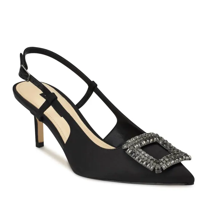 Aimey Pointy Toe Slingbacks Black Women Nine West Heels