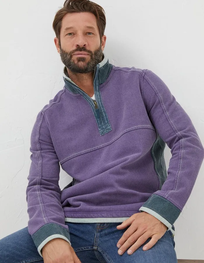 Airlie Pocket Sweatshirt Purple Men FatFace Sweatshirts and Hoodies
