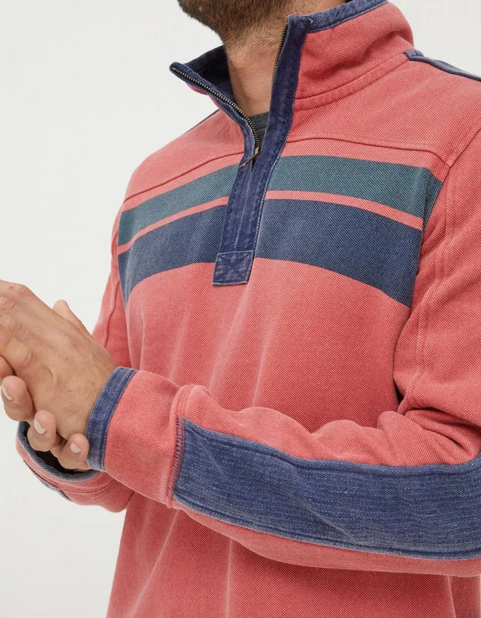 Airlie Yoke Stripe Sweatshirt Coral Pink Men FatFace Sweatshirts and Hoodies