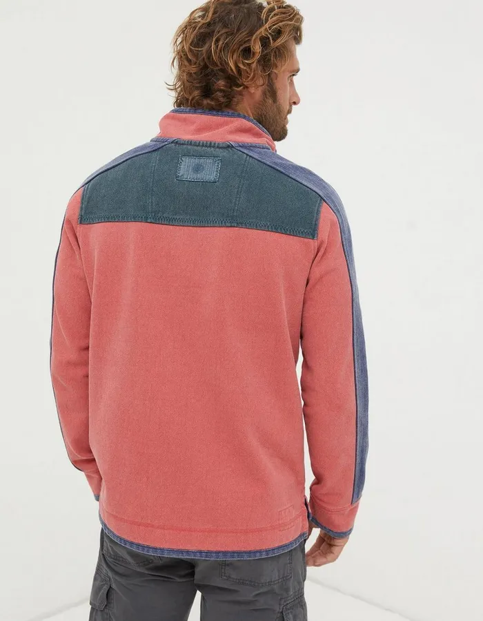 Airlie Yoke Stripe Sweatshirt Coral Pink Men FatFace Sweatshirts and Hoodies