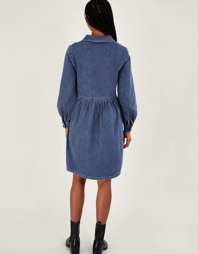Alana Shirt Zip Denim Dress Blue Women Monsoon Casualwear