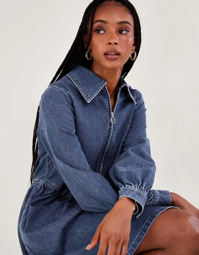 Alana Shirt Zip Denim Dress Blue Women Monsoon Casualwear