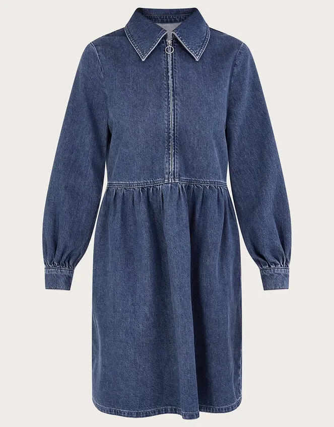 Alana Shirt Zip Denim Dress Blue Women Monsoon Casualwear