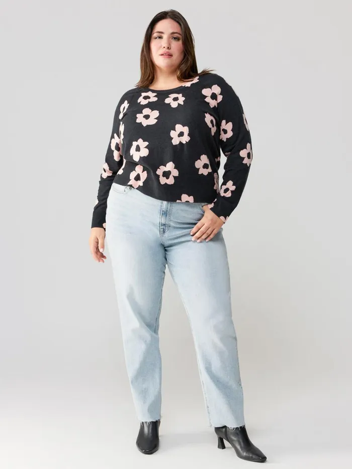 All Day Long Sweater Rose Smoke Flower Pop Inclusive Collection Women Sanctuary Clothing Inclusive