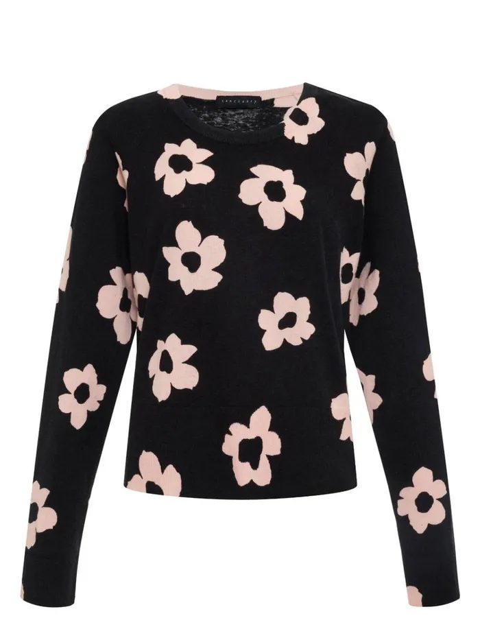 All Day Long Sweater Rose Smoke Flower Pop Inclusive Collection Women Sanctuary Clothing Inclusive