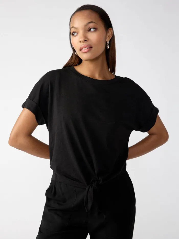 All Day Tie Tee Black Women Sanctuary Clothing Tees and Tops