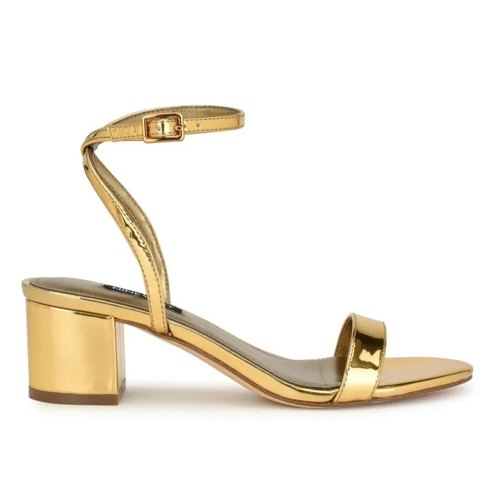Allora Ankle Strap Block Heeled Sandals Bronze Women Nine West Heels