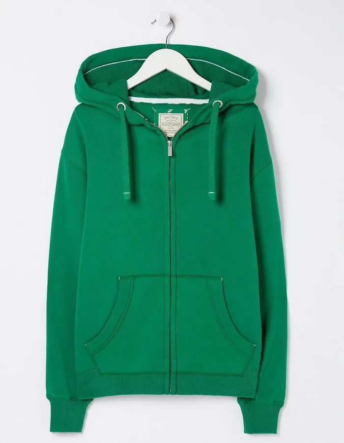 Amy Zip Through Hoodie Green Women FatFace Sweatshirts and Hoodies