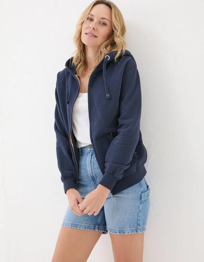 Amy Zip Through Hoodie Navy Women FatFace Nightwear and Loungewear