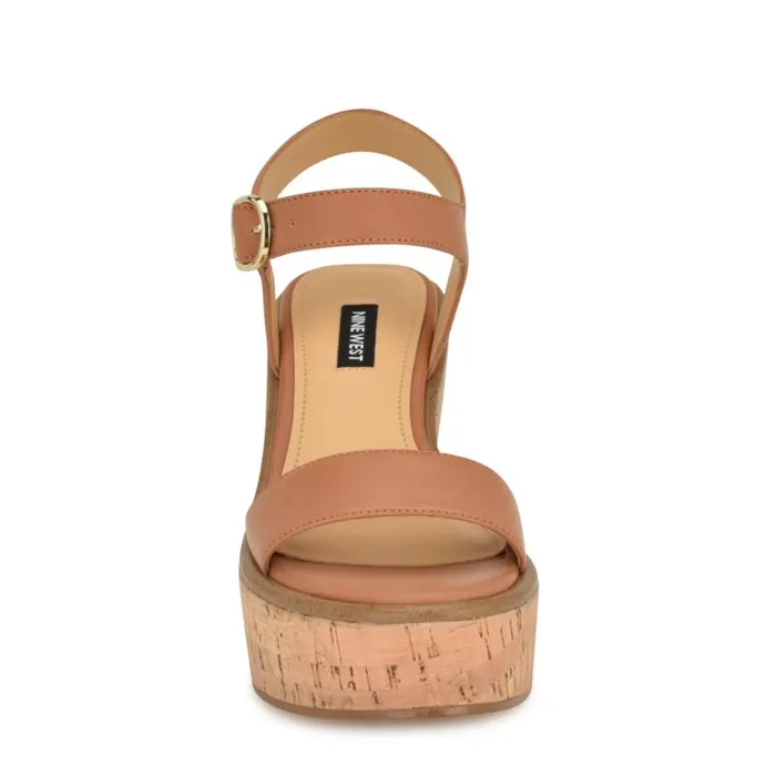 Amye Ankle Strap Wedge Sandals Brown Women Nine West Sandals