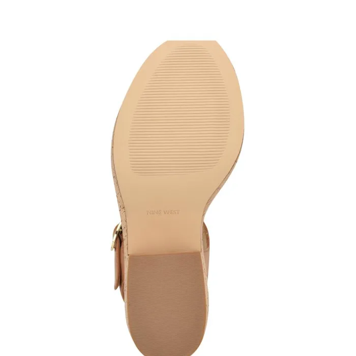 Amye Ankle Strap Wedge Sandals Brown Women Nine West Sandals