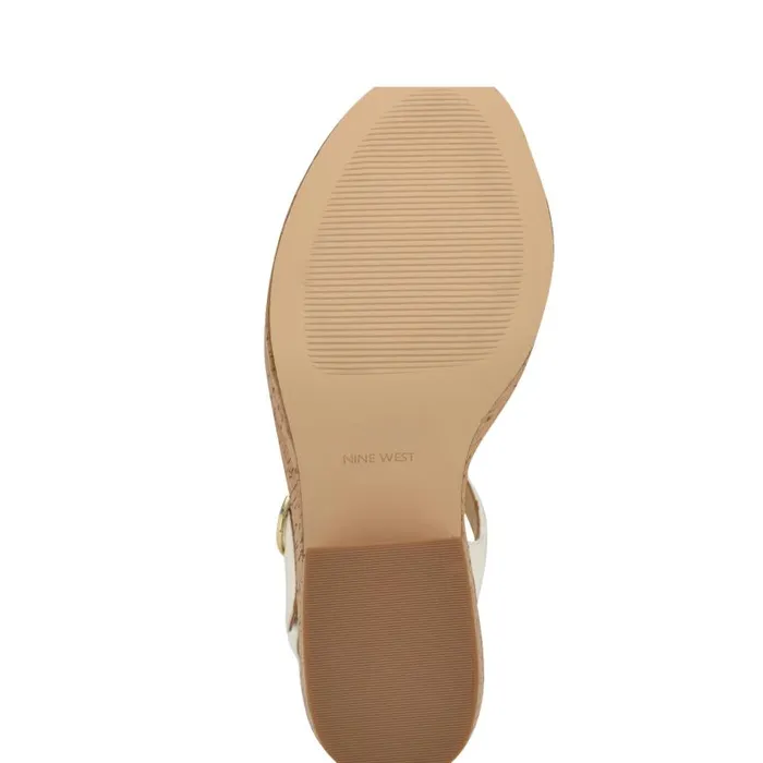 Amye Ankle Strap Wedge Sandals White Women Nine West Sandals