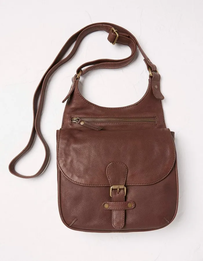 Anna Oiled Leather Crossbody Chocolate Brown Women FatFace Bags and Purses