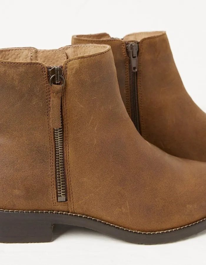 Aria Ankle Zip Boots Tan Women FatFace Boots