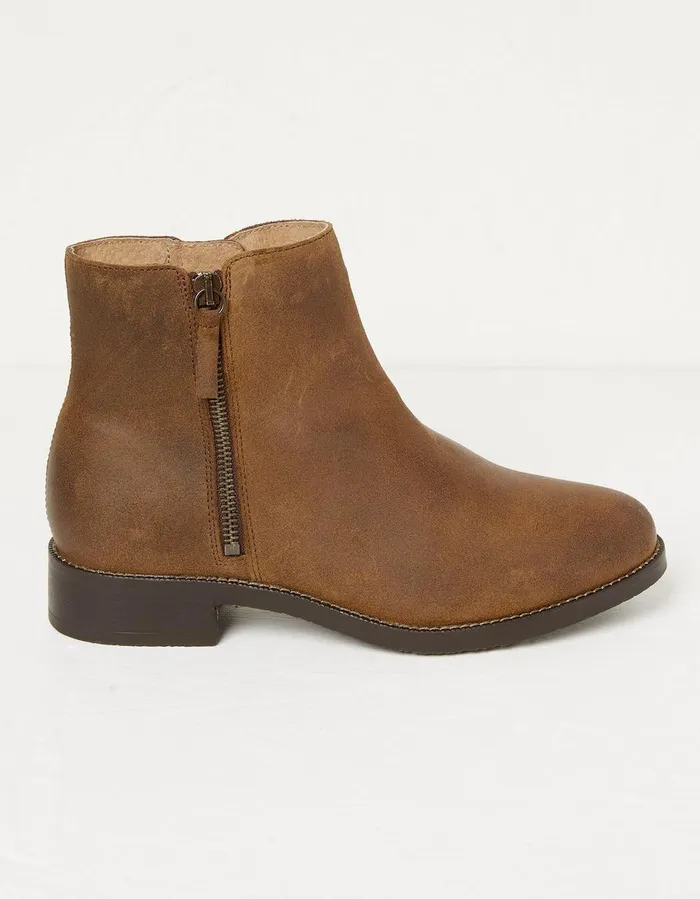 Aria Ankle Zip Boots Tan Women FatFace Boots