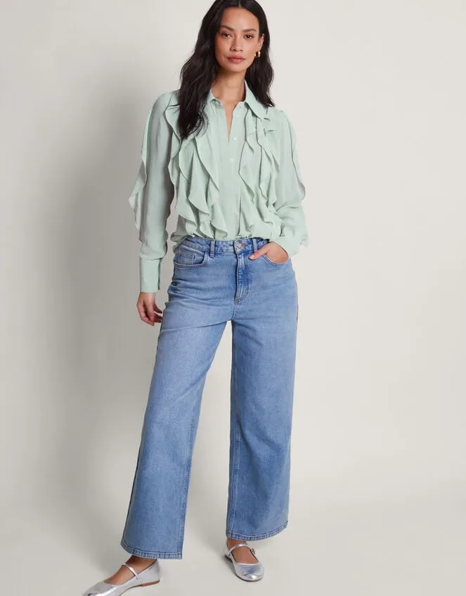 Aria Ruffle Blouse Green Women Monsoon Tops and Blouses