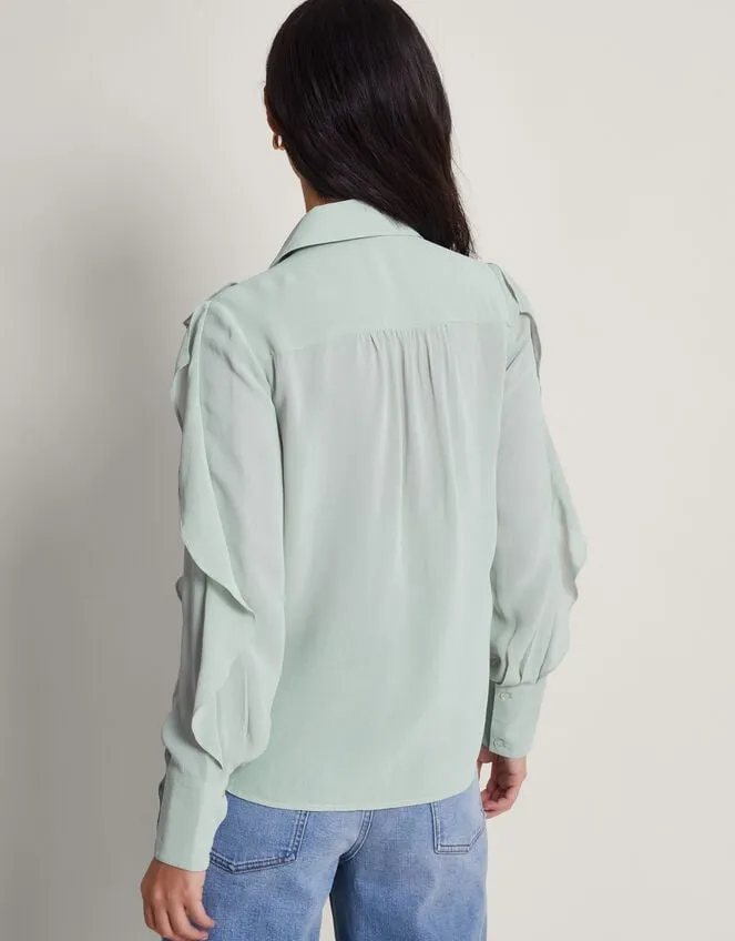 Aria Ruffle Blouse Green Women Monsoon Tops and Blouses
