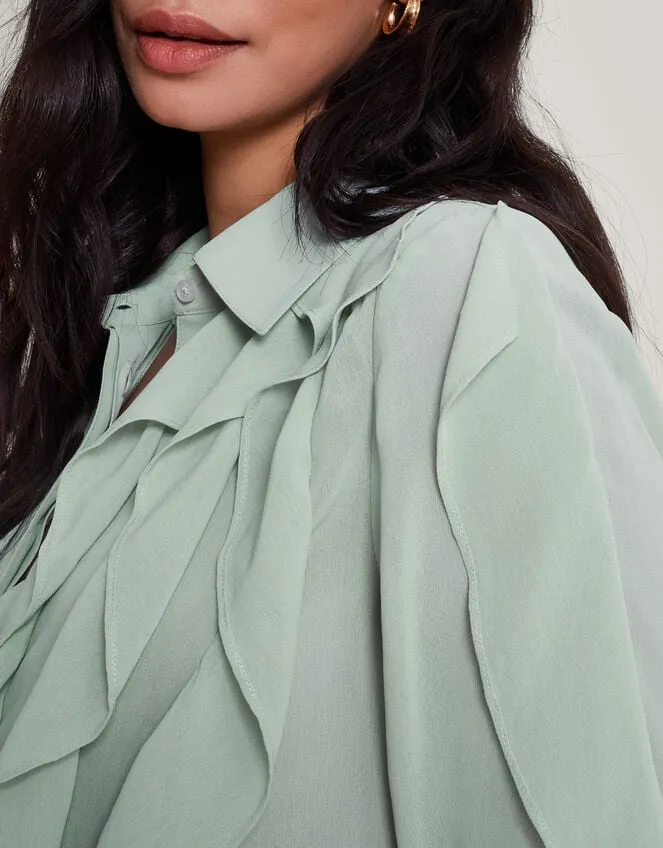 Aria Ruffle Blouse Green Women Monsoon Tops and Blouses
