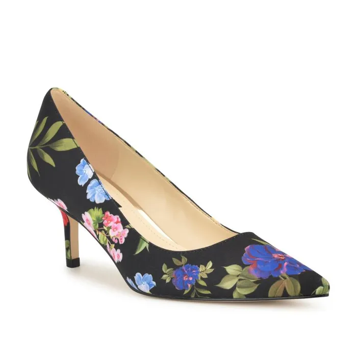 Arlene Pointy Toe Pumps Black Floral Women Nine West Heels