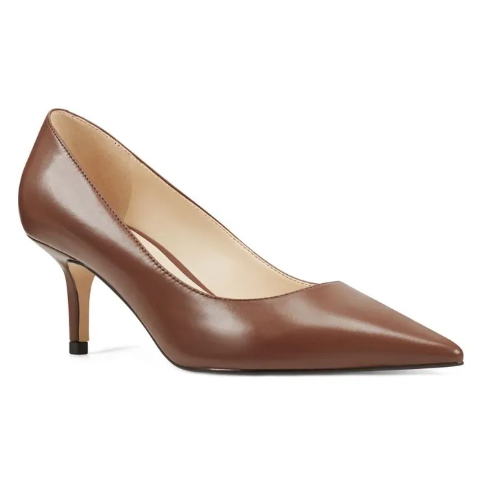 Arlene Pointy Toe Pumps Dark Brown Leather Women Nine West Heels