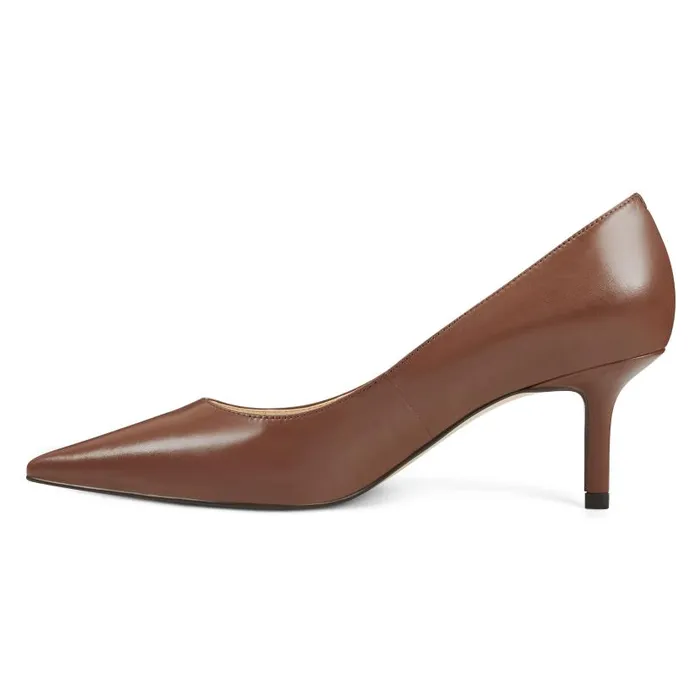 Arlene Pointy Toe Pumps Dark Brown Leather Women Nine West Heels