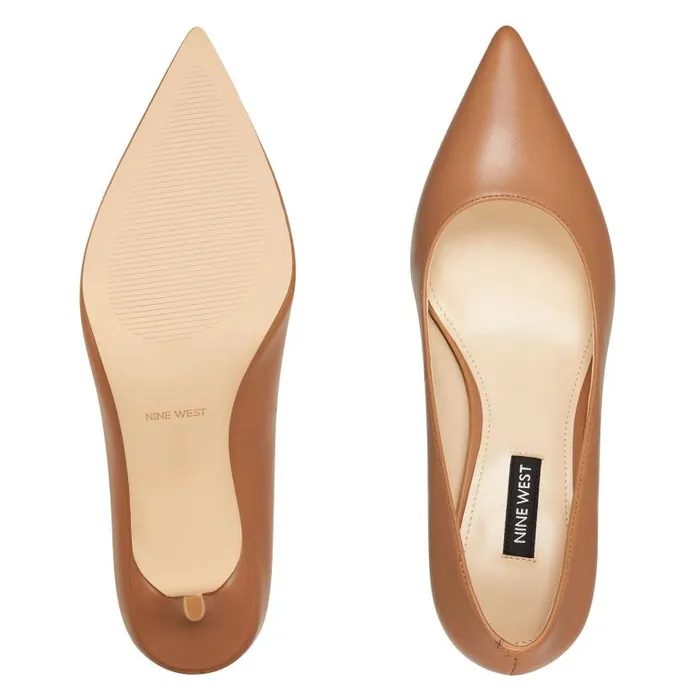 Arlene Pointy Toe Pumps Tan Leather Women Nine West Heels