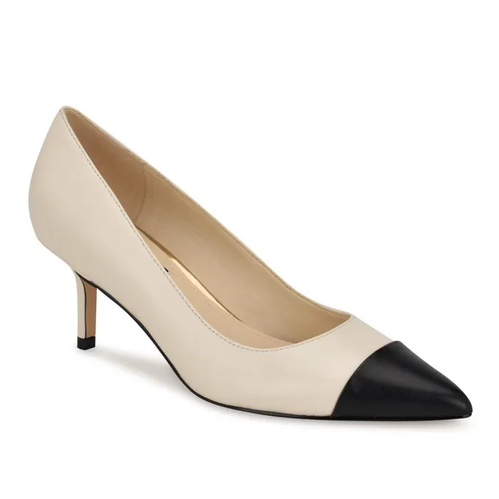 Avaite Cap Toe Pumps Ivory Leather Women Nine West Heels
