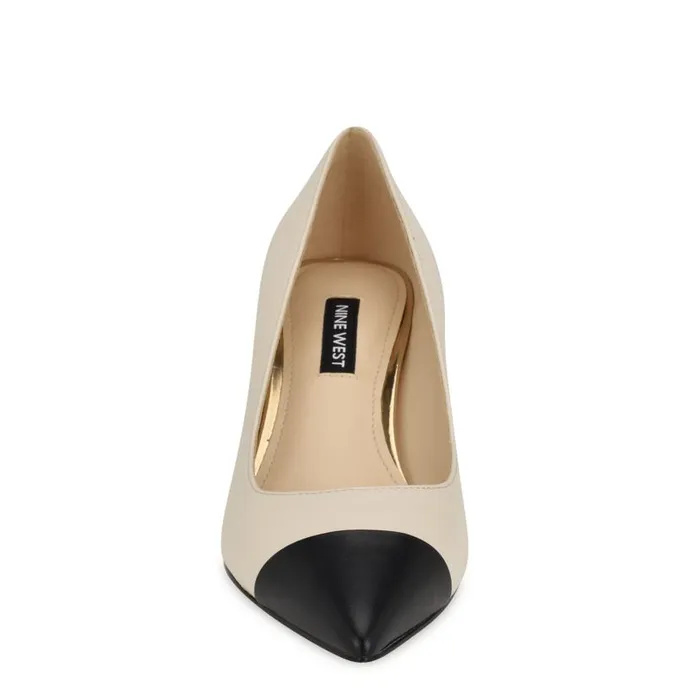 Avaite Cap Toe Pumps Ivory Leather Women Nine West Heels
