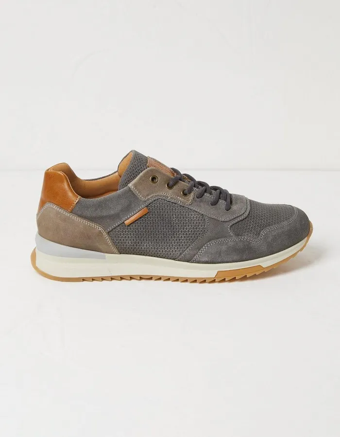 Axford Leather Runner Trainer Grey Men FatFace Trainers