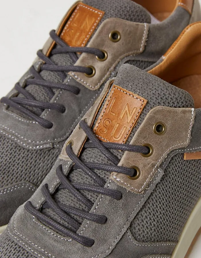 Axford Leather Runner Trainer Grey Men FatFace Trainers
