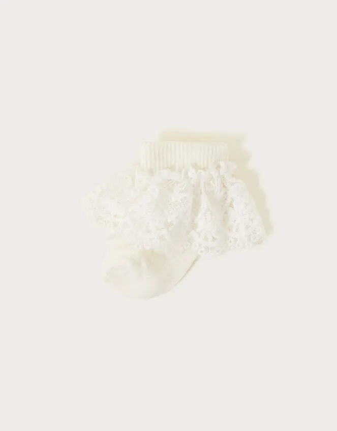 Baby Heart Lace Socks Ivory Children Monsoon Girls039 Tights and Socks