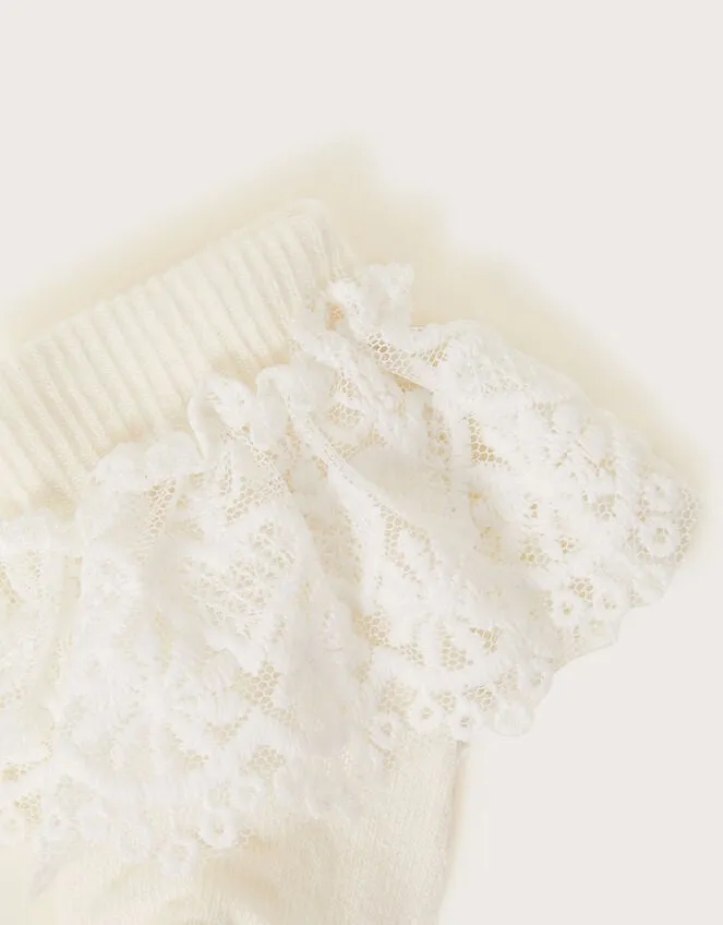 Baby Heart Lace Socks Ivory Children Monsoon Girls039 Tights and Socks