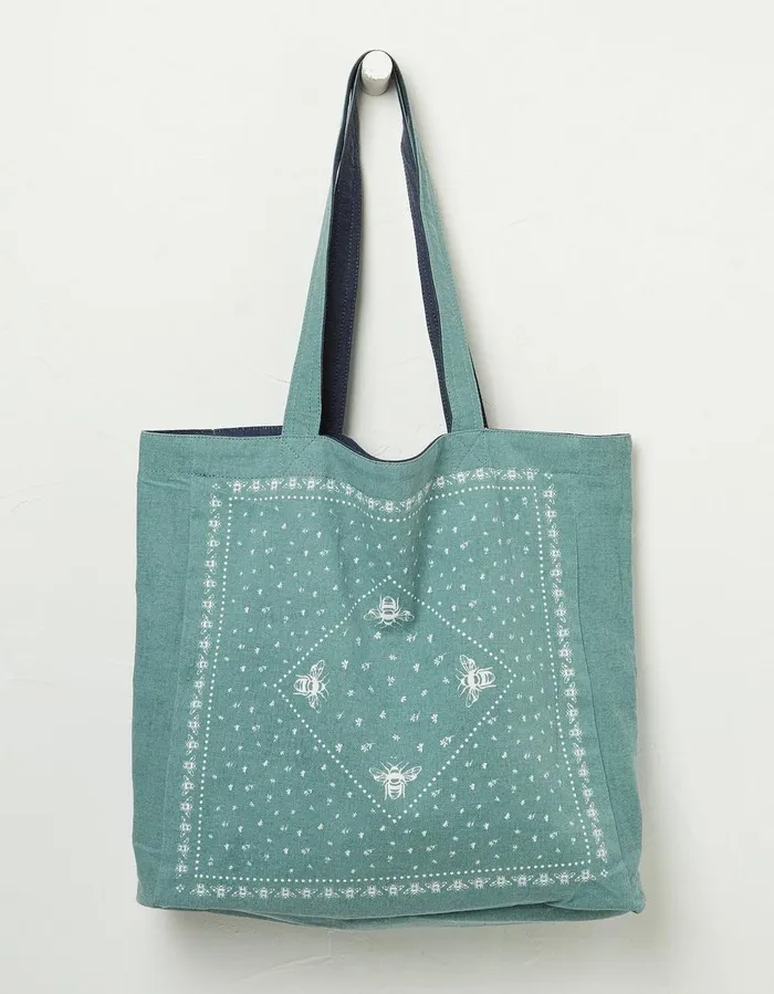 Bandana Reversible Tote Bag Green Haze Women FatFace Bags and Purses