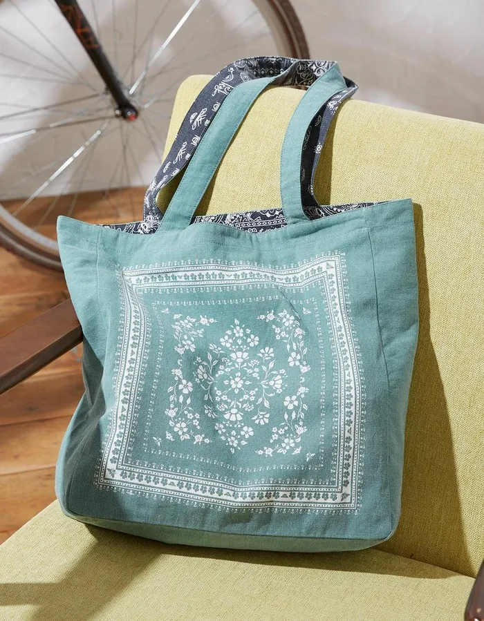 Bandana Reversible Tote Bag Green Haze Women FatFace Bags and Purses