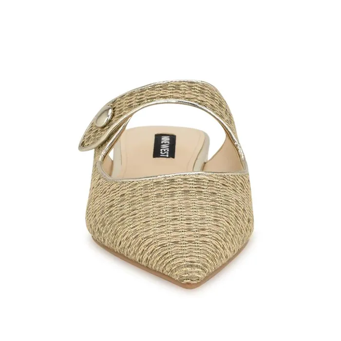 Barbra Flat Mules Platino Raffia Women Nine West Mules