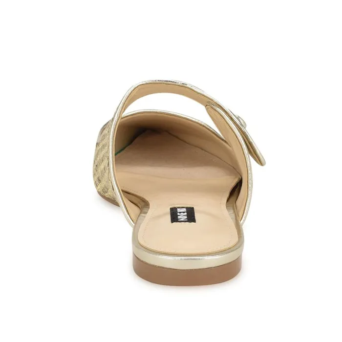 Barbra Flat Mules Platino Raffia Women Nine West Mules