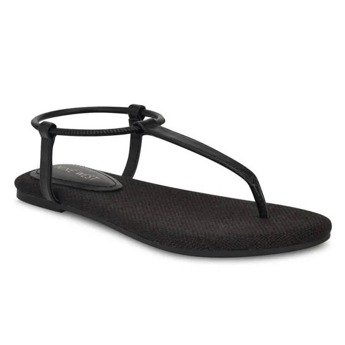 Bassie Flat Sandals Black Women Nine West Sandals
