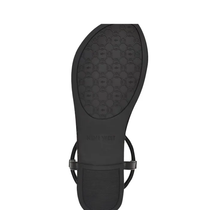 Bassie Flat Sandals Black Women Nine West Sandals