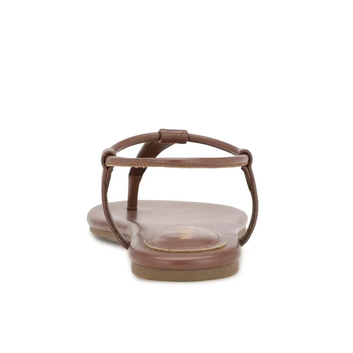 Bassie Flat Sandals Dark Tan Women Nine West Sandals
