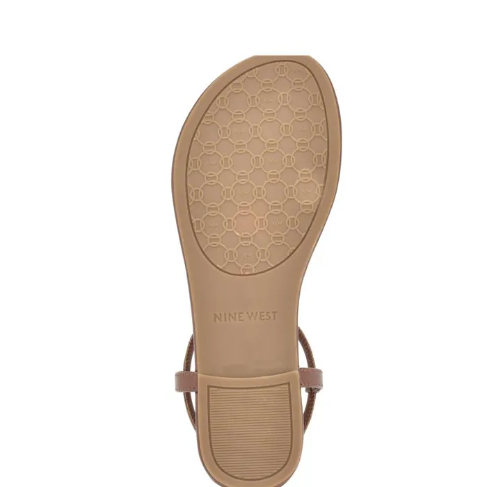 Bassie Flat Sandals Dark Tan Women Nine West Sandals