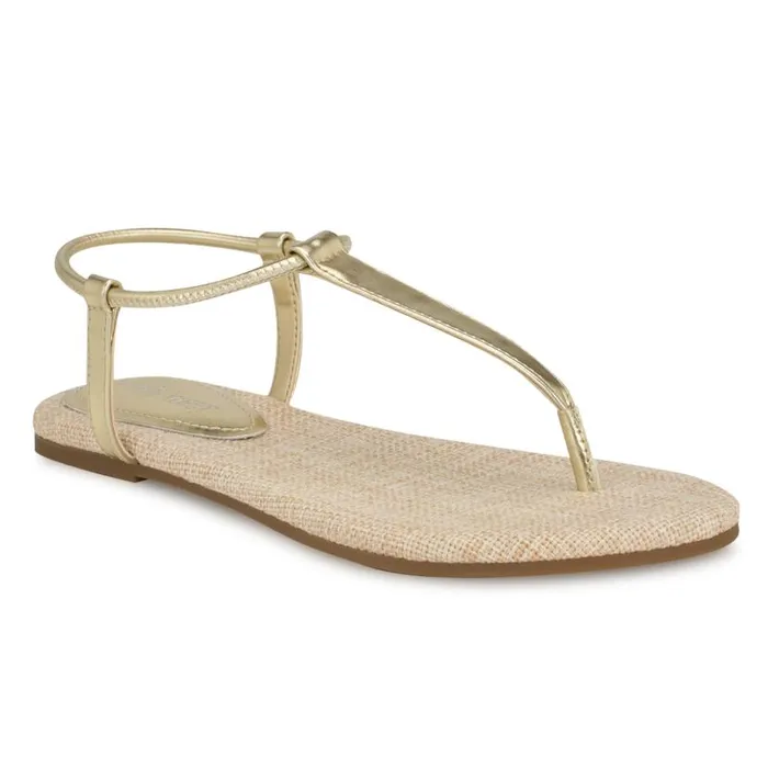 Bassie Flat Sandals Platino Women Nine West Sandals