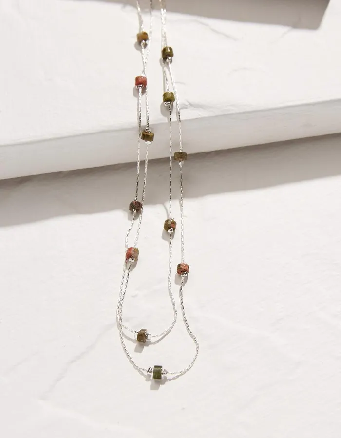 Bead Layered Necklace Silver Women FatFace Jewellery