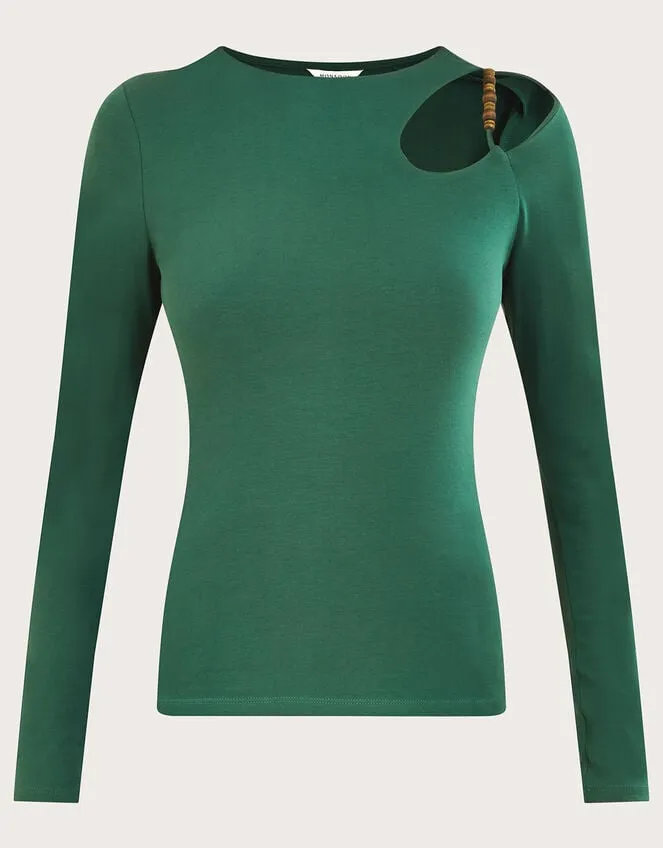 Beaded CutOut Detail Jersey Top Green Women Monsoon Tops and Blouses