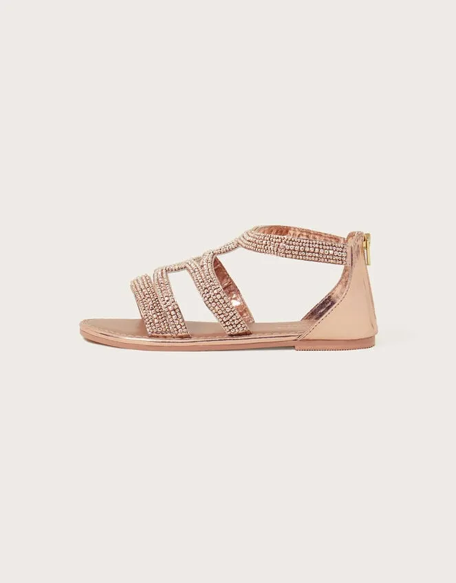Beaded Strappy Sandals Gold Children Monsoon Girls039 Shoes and Sandals