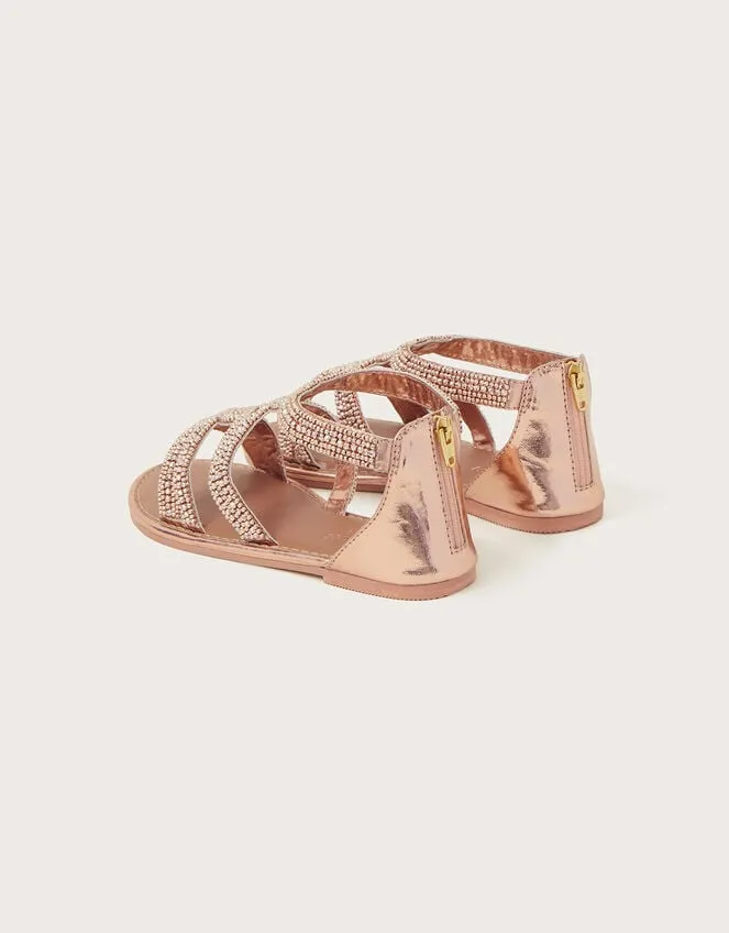Beaded Strappy Sandals Gold Children Monsoon Girls039 Shoes and Sandals