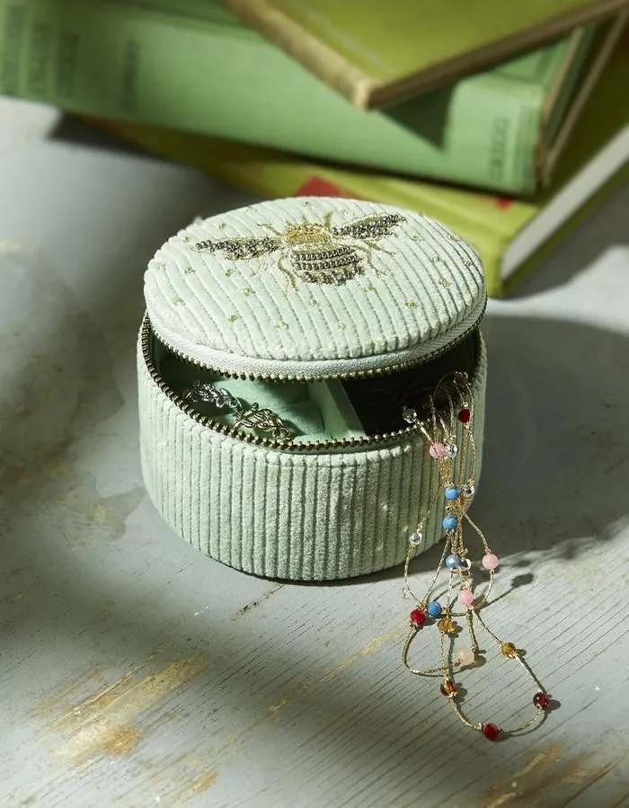 Bee Travel Jewellery Box Light Green Women FatFace Jewellery